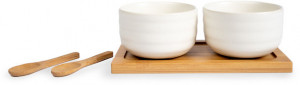 ELLEN BOWL SET WITH SPOON, OFF WHITE