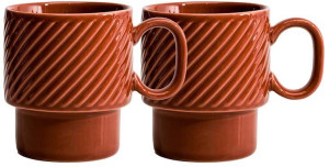 COFFEE & MORE COFFEE MUG 2-PCS, TERRACOTTA