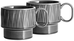 COFFEE & MORE TEA MUG, 2-PCS, GREY