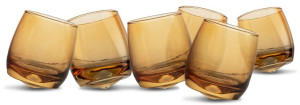 TUMBLERS WITH ROUNDED BASE, 6-PCS, AMBER