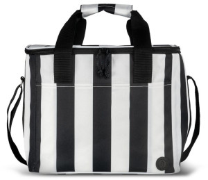 CITY STRIPE COOLER BAG LARGE RPET, BLACK/WHITE