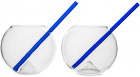 GLASS WITH STRAW MAGALUF 2-PACK CLEAR/BLUE