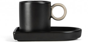 FILIŻANKA DO ESPRESSO Z PODSTAWKĄ NIKI, BLACK/GREY