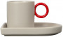 ESPRESSO CUP AND PLATE NIKI GREY/RED