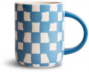 MUG LIZ CHECK, BLUE/WHITE