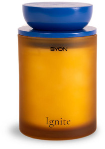 SCENTED CANDLE IGNITE 55H, AMBER/BLUE